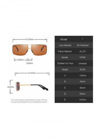 Men's Polarized Rectangular Sunglasses - Lens Size: 44 mm