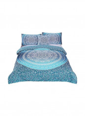 4-Piece Printed Duvet Cover Set Blue/White Queen