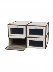 Set Of 4 Shoe Storage Boxes Grey/Brown 6x10x16inch