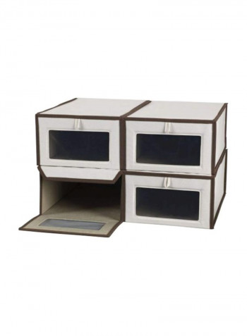 Set Of 4 Shoe Storage Boxes Grey/Brown 6x10x16inch