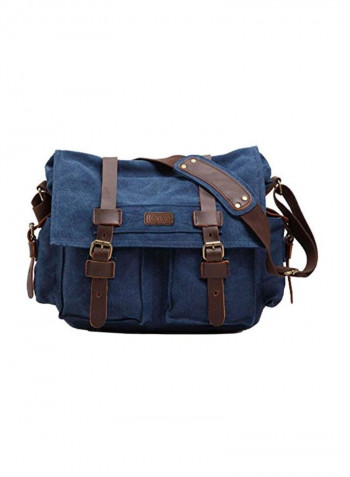 Leather Canvas Camera Bag Blue/Brown