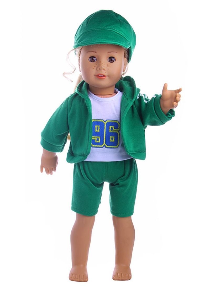 4-Piece Leisure Jacket T-Shirt Shorts And Cap Set For 18-Inch Doll