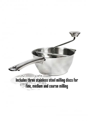 4-Piece Stainless Steel Food Mill And Milling Disc Set Silver 8.8x16.8x6.8inch