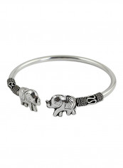 925 Sterling Silver Proud Elephant Cuff