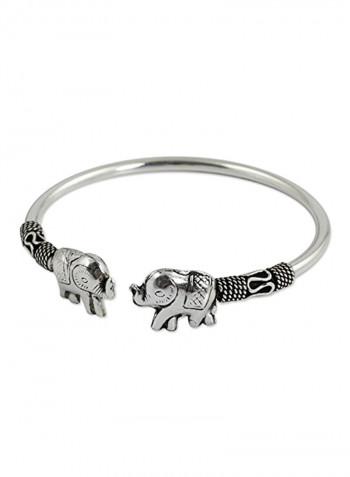 925 Sterling Silver Proud Elephant Cuff