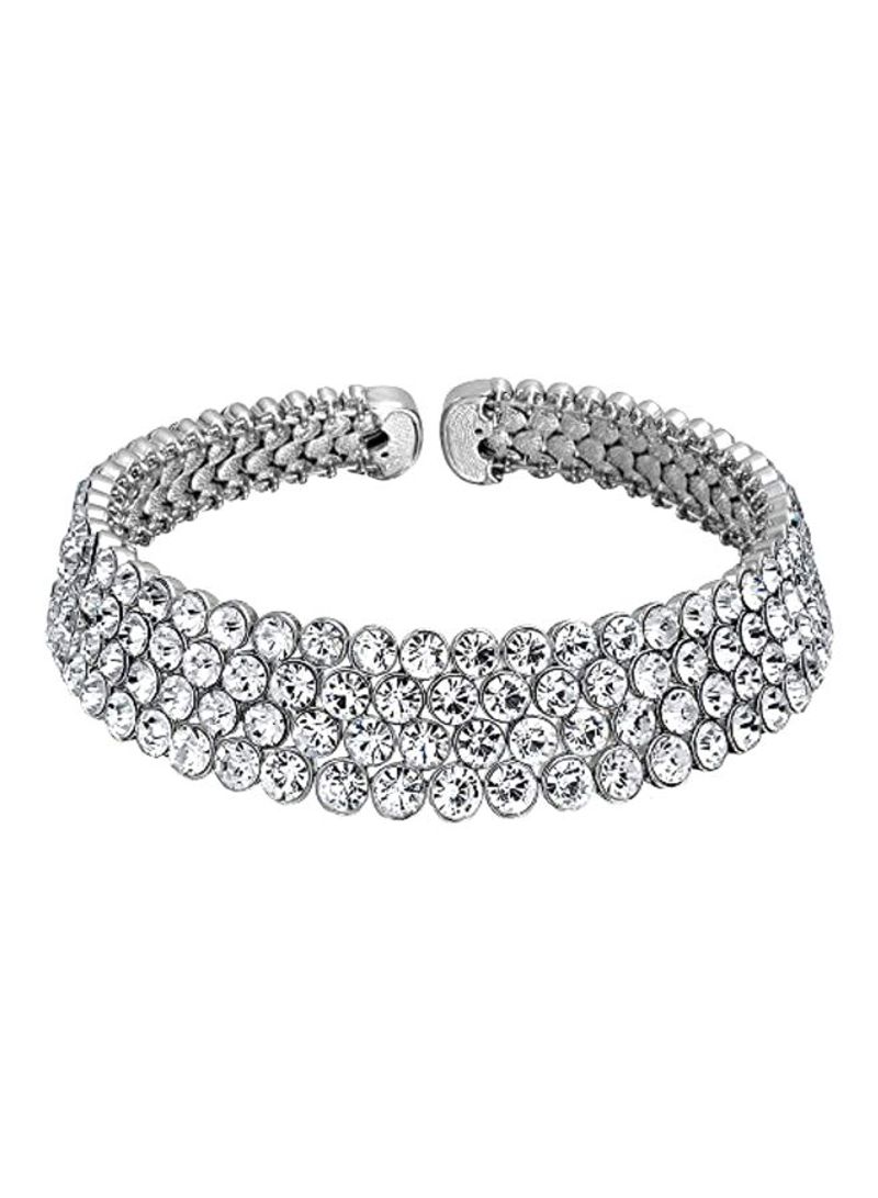 Crystal Silver Plated Choker Necklace