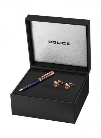 Cufflinks And Pen Set Rose Gold/Navy