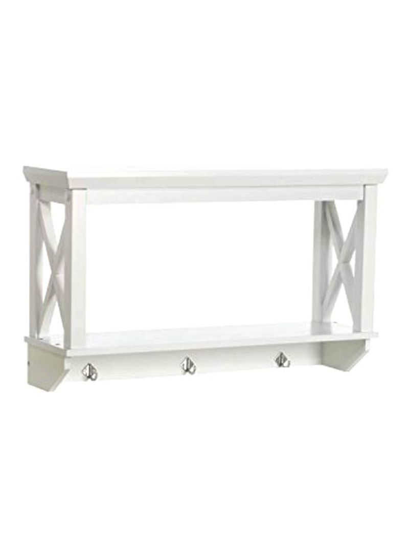 X-Frame Collection Wall Shelf With Hooks White