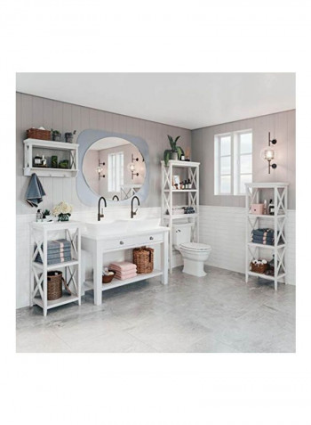 X-Frame Collection Wall Shelf With Hooks White