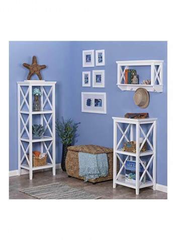 X-Frame Collection Wall Shelf With Hooks White