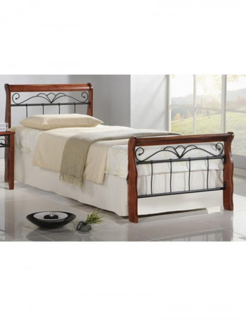 Steel Single Bed With Mattress Medicated Brown