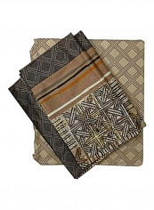 3-Piece Checkered Cotton Flat Sheet Set Beige/Brown/Yellow Queen