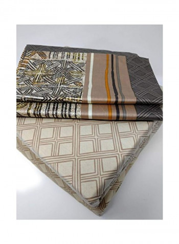 3-Piece Checkered Cotton Flat Sheet Set Beige/Brown/Yellow Queen