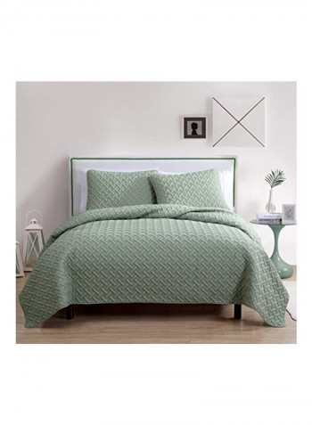 3-Piece Microfiber Quilt Set Green King