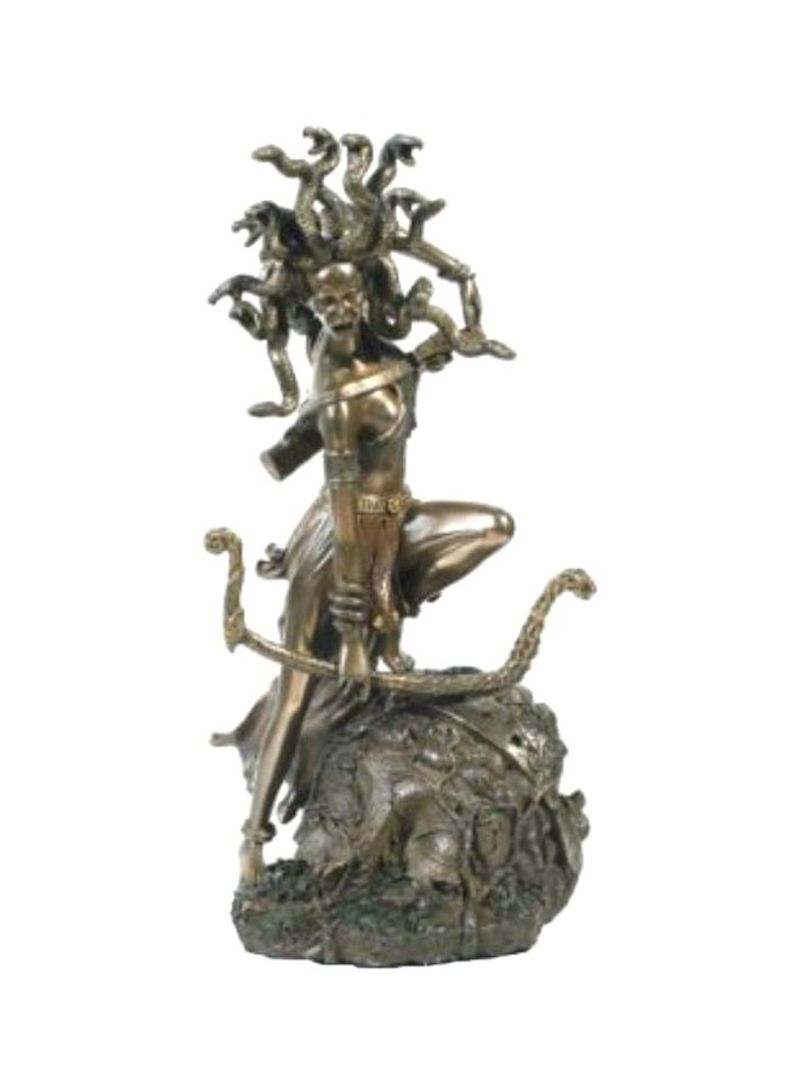 Mythology Gorgon Decorative Figurine Gold 10.63inch
