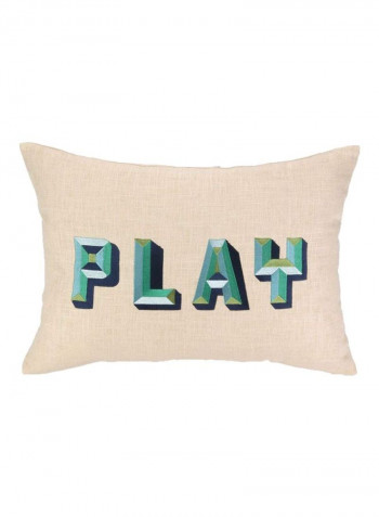 Play Printed Pilow Beige/Blue/Green 50.8x35.6x12.7centimeter