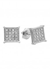 Sterling Silver Square Iced Stud Earrings reviews Sterling Silver Square Iced Stud Earrings