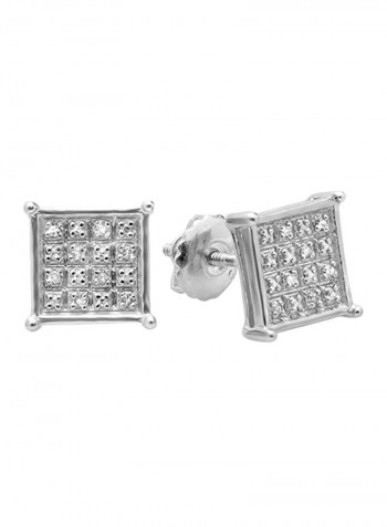 Sterling Silver Square Iced Stud Earrings