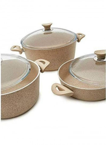 8-Piece  Granite Coated Cookware Set Cream