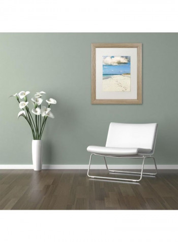 Beach Walk Birch Frame Wall Art Multicolour 11 x 14inch