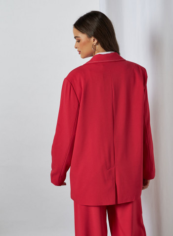 Seam Detail Long Sleeve Blazer Bright Pink