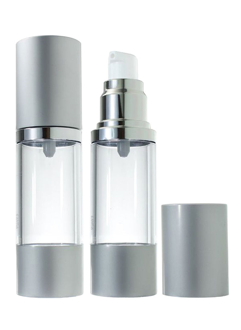 3-Piece Refillable Airless Pump Bottle Set With Funnel Silver/Clear