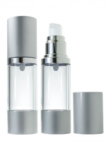 3-Piece Refillable Airless Pump Bottle Set With Funnel Silver/Clear