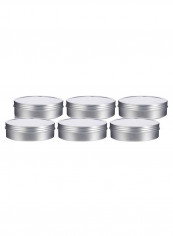 6-Piece Flat Container Set With Tight Sealed Twist Screwtop Cover Silver