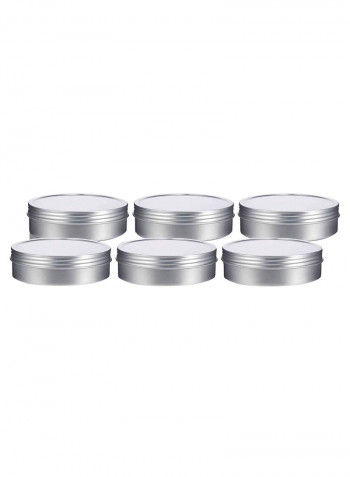 6-Piece Flat Container Set With Tight Sealed Twist Screwtop Cover Silver