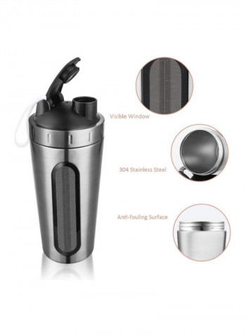 Leak Proof Homiguar Stainless Steel Protein Shaker Silver