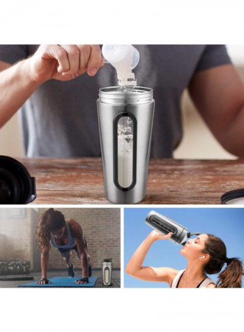 Leak Proof Homiguar Stainless Steel Protein Shaker Silver