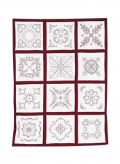 12-Piece Vintage Quilt Blocks White/Red