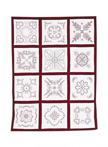 12-Piece Vintage Quilt Blocks White/Red