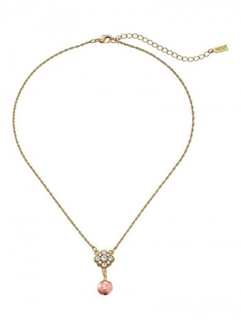 Alloy Pearl And Crystal Studded Pendant Necklace