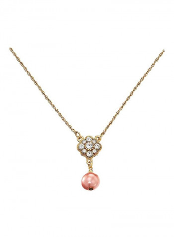 Alloy Pearl And Crystal Studded Pendant Necklace