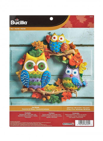 Owl Wreath Yellow/Blue/Green 17x17inch