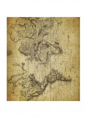 Pack Of 3 World Map 2 Decoupage Paper Beige/Black