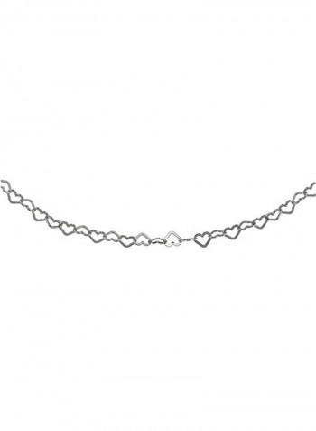 925 Sterling Silver Open Heart Choker Necklace