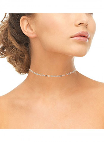 925 Sterling Silver Open Heart Choker Necklace