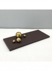 PU Leather Decorative Tray with Metal Balls Brown/Golden