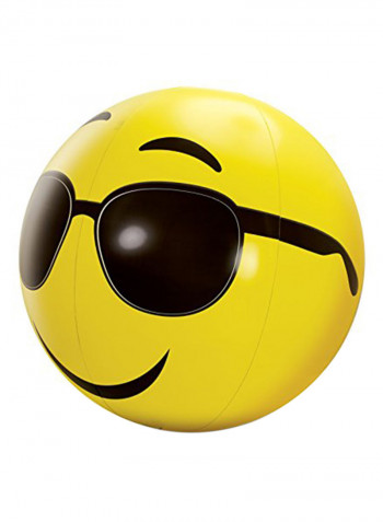 Set Of 3 Large Emoji Beach Balls And Foot Pump 24inch
