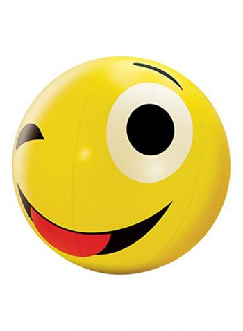 Set Of 3 Large Emoji Beach Balls And Foot Pump 24inch