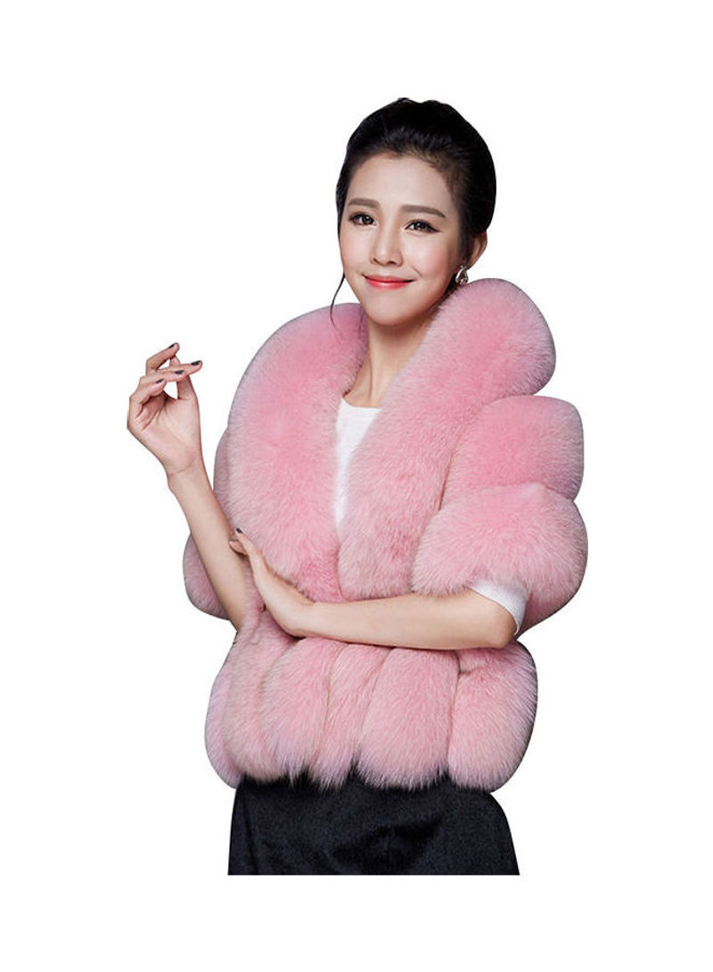 Solid Thick Wool Cloak Coat Pink