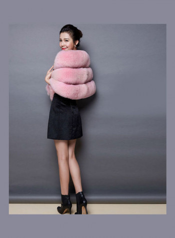 Solid Thick Wool Cloak Coat Pink