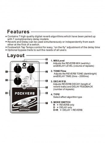 Reverb And Delay Guitar Effect Pedal