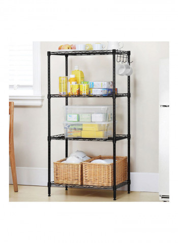 4 Tier Storage Rack Black 60x30x120cm