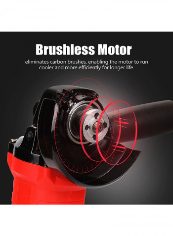 780W Brushless Cordless Impact Angle Grinder Variable Speed Cutting Machine Red/Black 31.0 x 13.0 x 9.0cm