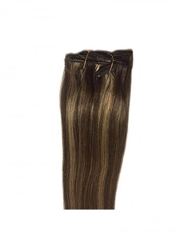 7-Piece Straight Human Hair Extension 4-27 Brown 22inch