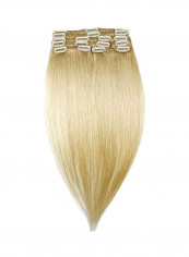 8-Piece Full Head Highlighted Human Hair Extension Beige 16inch
