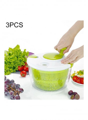 3-Piece Vegetable Fruit Dipper Drain Basket Green/White